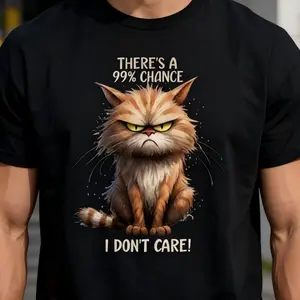 Whatever Ironic Cat Funny Slogan Cotton T-Shirt, Casual Outdoor Top