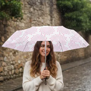 Pink Heart Swirl Umbrella - Romantic Foldable | Valentine
