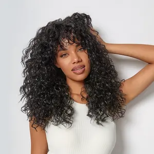 Frodio Veralux™ Blend Human Hair Big Curly Bangs Wig - Effortless Shaggy Waves