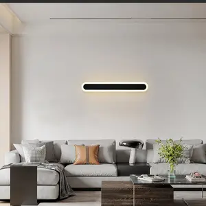 Minimalist LED Strip Wall Light ,Acrylic and Metal Material, Electrical Wiring Wall Switch, 3000K Warm Light For Hallway, Staircase, Bedside, Living Room Feature Wall, Indoor Decorative Lighting Fixture