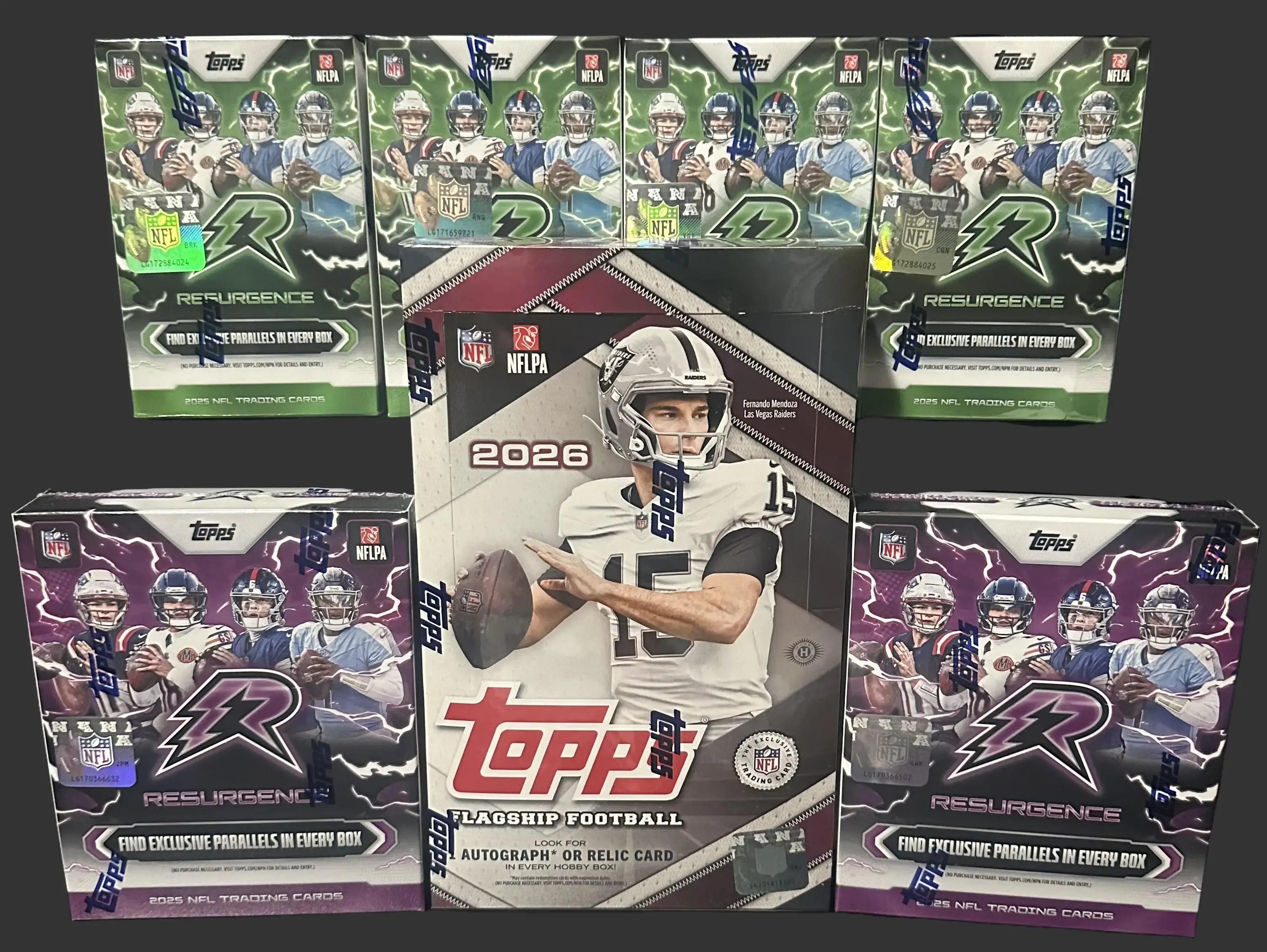 Premium Football Card Break #220 1-2026 Topps Flagship Hobby Box 2- 2025 Resurgence Mega Boxes, 4-2025 Resurgence Value Boxes