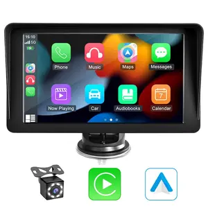 Portable Wireless Carplay Screen Display, Compatible with Apple Carplay and Android Auto, Touchscreen, Bluetooth-compatible, Mirror Link, All Vehicles