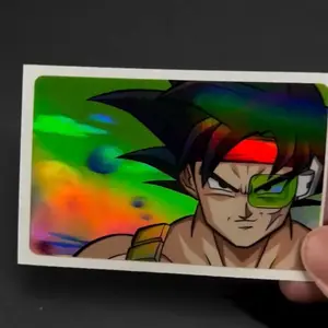 Power Level Reading Card Cover Sticker with Colorful Character Design and Rainbow Background