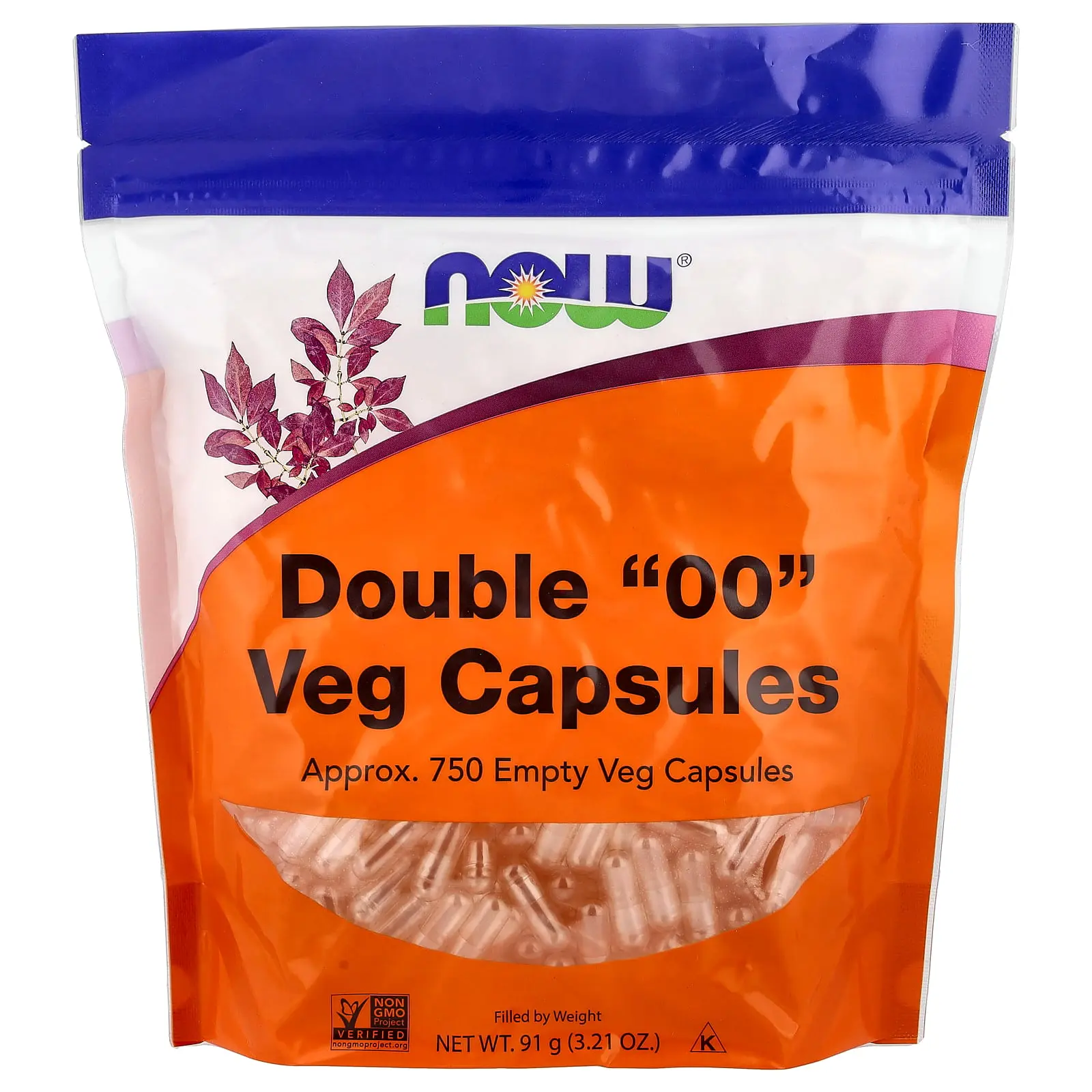 NOW Foods Double "00" Veg Capsules, Approx. 750 Empty Veg Capsules, 3.21 oz (91 g)