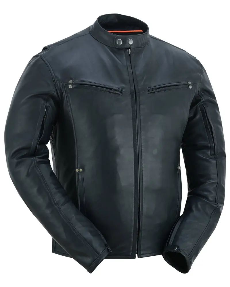 DANIEL SMART Luxe Rider Men's Real Leather Motorcycle Jacket, Menswear Tops Jackets & Coats for Motorcycling Enthusiasts
