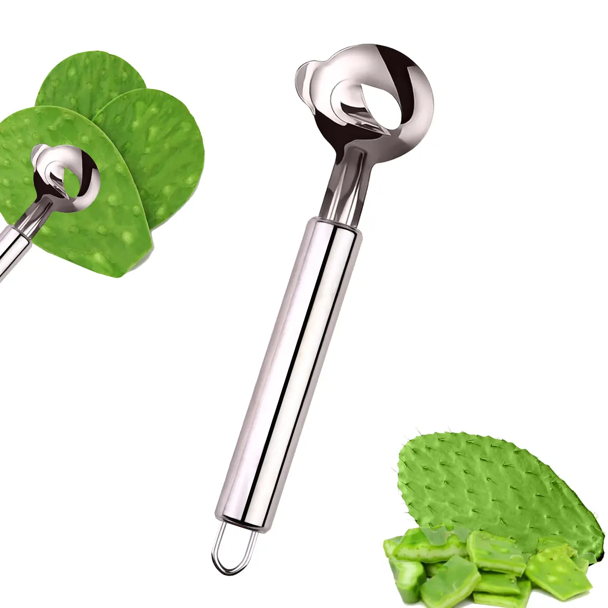 Stainless Steel Kitchen Utensils Tool Kit Set - Cactus Peeler, Blush Peeler, Multi-Functional Spoon-Shaped Noodle Cutter with Sharp Blade, Easy-Clean for Home Cooks