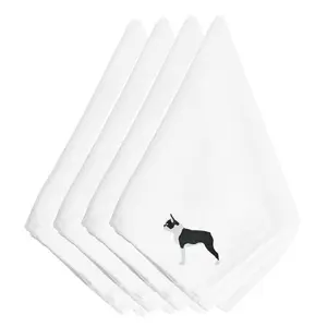 Carolines Treasures  Boston Terrier Embroidered Napkins, Set of 4
