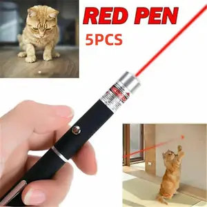 5PCS red laser pen, single-point long-distance laser pen, interactive pet toys for cats and dogs, red dot chasing toy light, suitable for hiking, indoor classroom teaching guidance pen, and portable equipment pen that can be hung for outdoor camping