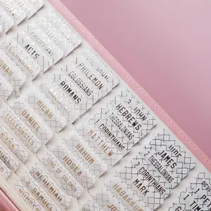 -Laminated  Tabs ( Foil Embossed Lettering),  Tabs for Women and Men,  Large Print Stickers, Easy to Read and Apply, 80Chapters Labels for Easy Navigation(White)