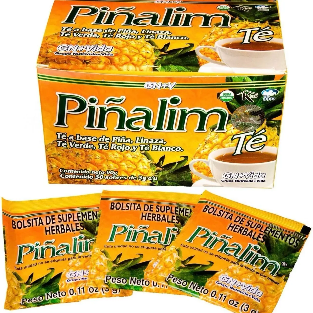 Pinalim Tea Cleansing Herbal /Te de Pinalim Mexican Version- Pineapple, Flax, Green Tea, White Tea - 30 Day Supply Natural Herbal Supple Beverage