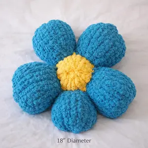 Handmade Chunky Knit Flower Pillow • Textured Floral Accent Cushion