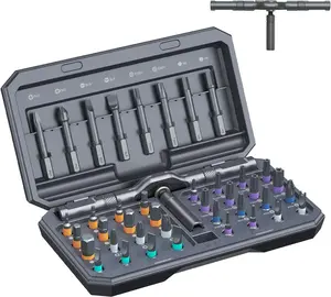 42 in 1   Set, Multi Bit Ratchet  Set With T Handle, Portable Storage Case, DIY Repair Tool Kit for  Repair, Furniture, Bicycle, Computer, Grey