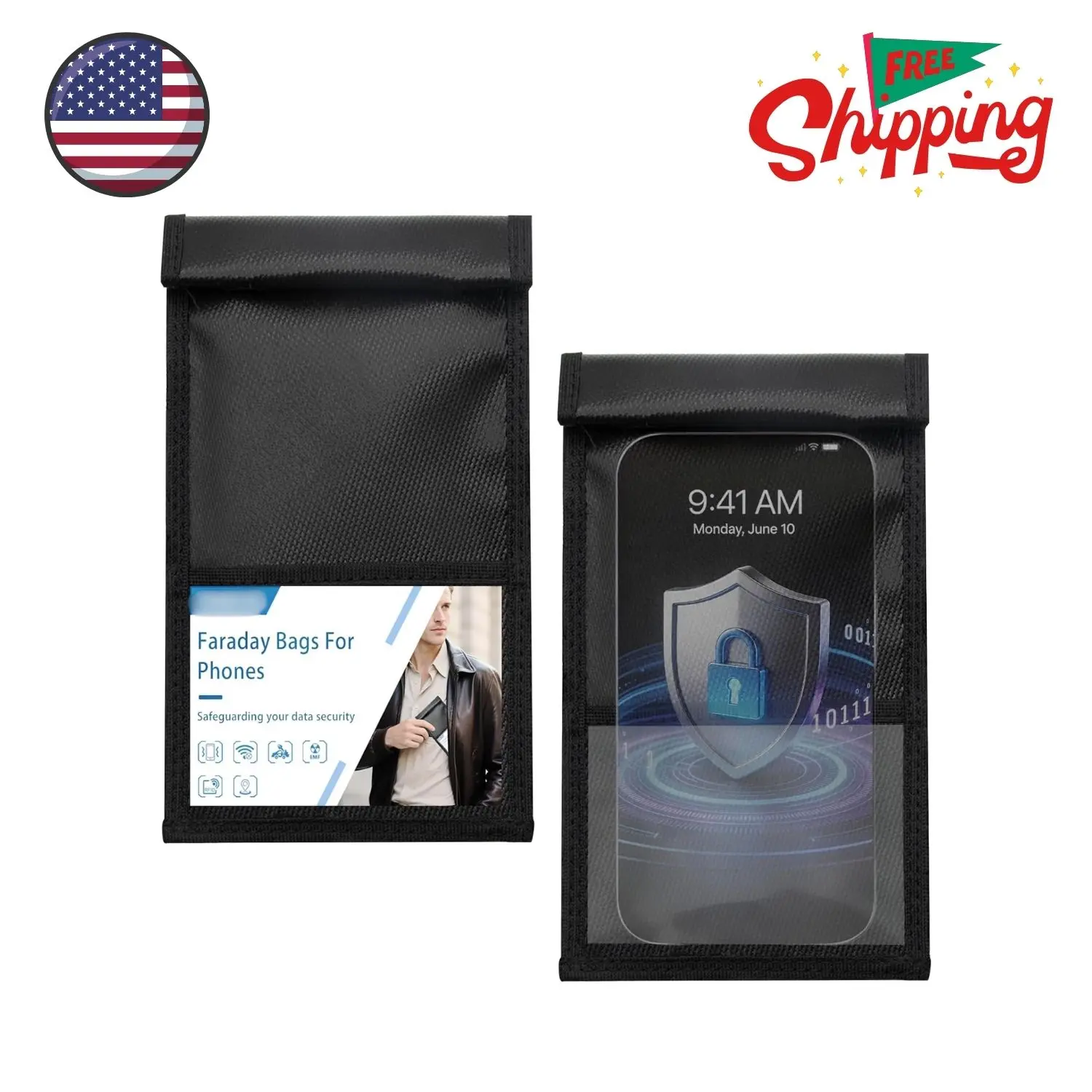 2 Pack Military Grade Faraday Bags for Smartphones