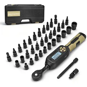 Digital Torque Wrench 1/4 drive, 1.1-22.1 ft-lb (1.5-30 Nm) ±1% Accuracy Inch Pound Torque Wrench with Buzzer and LED Electronic Torque Wrenches with Bits & Sockets for Bike Motorcycle Gunsmithing