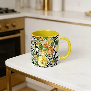 Vintage Leopard Print Mug, 11oz Ceramic Cup with Floral Design, Heat Resistant, Perfect for Hot Water and Coffee, Unique Gift Idea