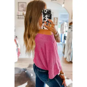 Ribbed Knit Off-Shoulder Blouse