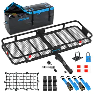 Mockins 60"x20"x6" Trailer Hitch Cargo Rack with 16 Cu.Ft. Blue Cargo Bag and Luggage Carrier Accessories