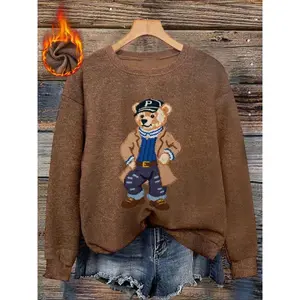 Women’s casual and fashionable crew-neck sweater top, autumn–winter animal-print fitted pullover, suitable for Christmas parties, a comfortable gift