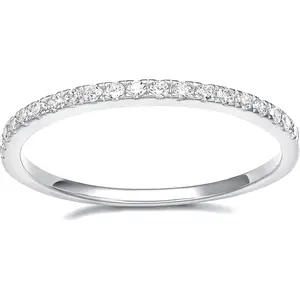2mm 925 Sterling Silver Wedding Band Cubic Zirconia Half Eternity Stackable Engagement Ring Size 3-13