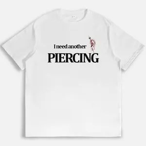 Edgy Piercing Graphic T-Shirt Oversized 'I Need Another Piercing' Funny Quote Tee Trendy Alternative Streetwear Casual Daily Soft Cotton Short Sleeve Shirt for Piercing Lovers