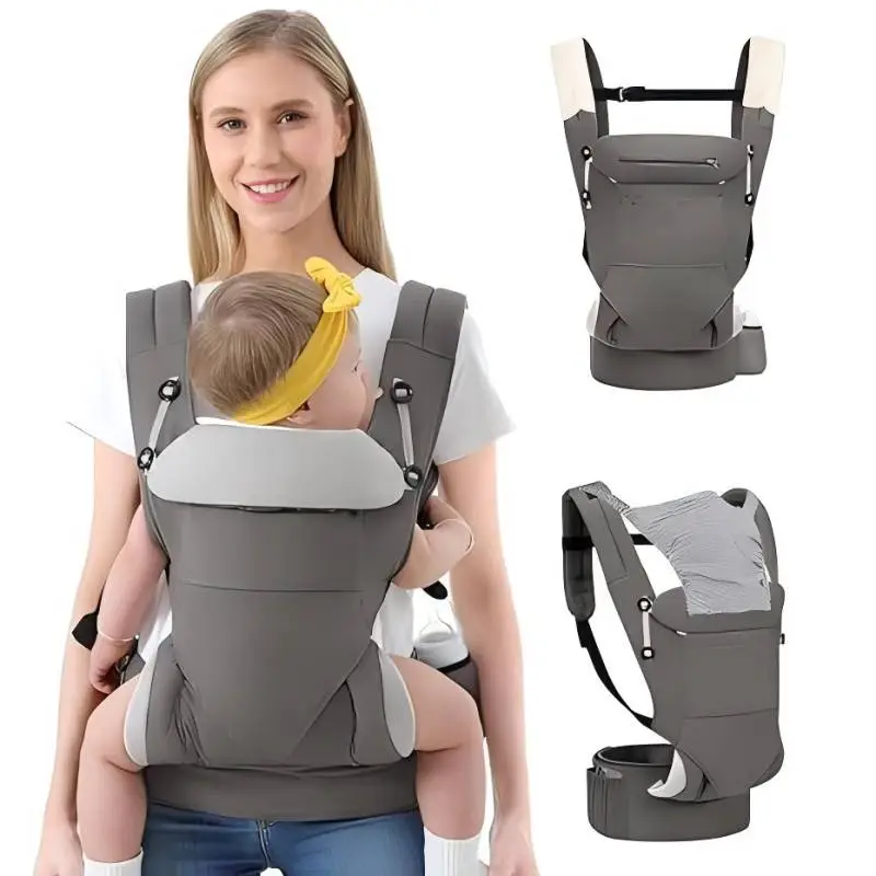Baby Carrier for Newborn to Toddler - Multifunctional Pocket, Ergonomic Design, Comfortable Parenting and Lumbar Support (7-45lbs) baby carriers,Grey