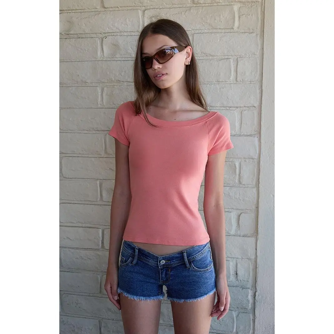 John Galt Women's Coral Ginny Off-The-Shoulder Top