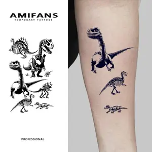 AMIFANS Temporary Tattoo Realistic Dinosaur Skeleton , Semi Permanent Tattoo,Lasting 1-2 Weeks Tattoo, Long Lasting Tattoo, Juice Tattoo, Realistic Tattoo, Romantic Tattoo, Fake Tattoo, Waterproof, Authentic Tattoo Look, Niche Design Tattoo, Fruit Tattoo