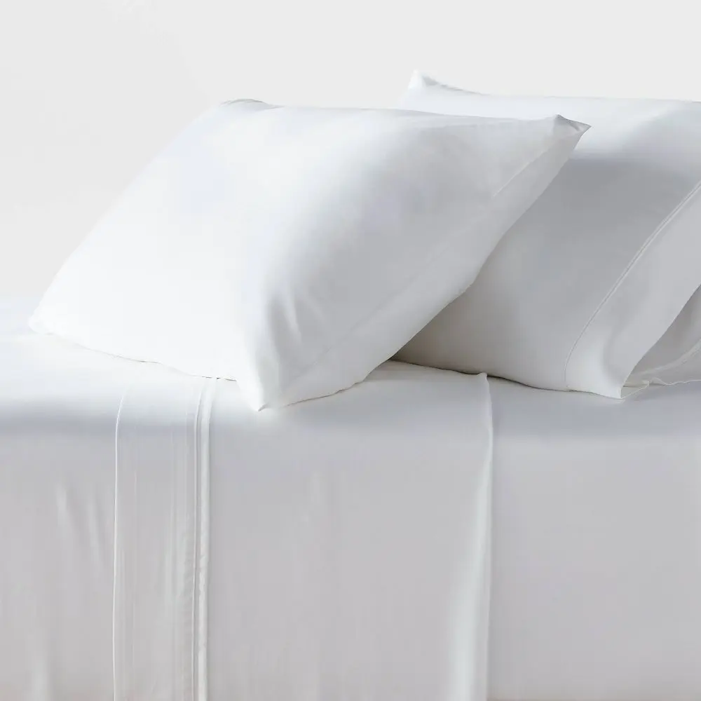 California King 320 Thread Count Cool TENCEL Lyocell Sheet Set White - Threshold: Satin Weave OEKO-TEX Certified