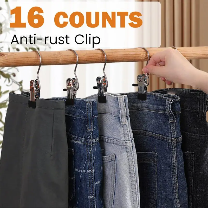 16 Counts Boot Hangers Clips, Premium Hooks Hanging Clips, Heavy Duty Closet Hanger Organizer for Home Travel , Clamps Socks Towel Clips for Closet Pants Socks Handbags Hat