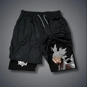Gachiakuta Double-Layer Sports Shorts Graphic Shorts Black Shorts Camo Shorts Streetwear Shorts Men Outfits Men Short Shorts Vacation Outfits Shorts
