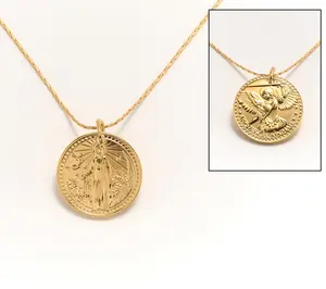 Divinely Guided by Theresa Caputo Saint Michael & Mary Necklace,Gldtne