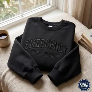 Custom Embroidered Emergency Department Crewneck Sweatshirt, ER Nurse Gift