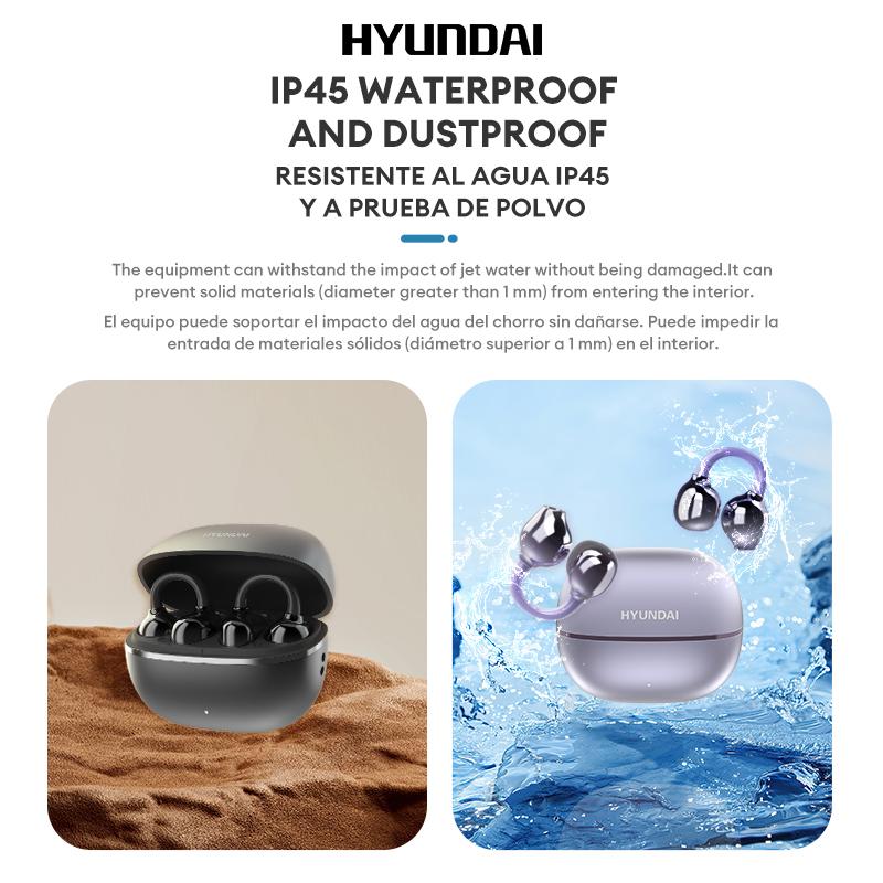HYUNDAI Earclip C7 Clip-on Design Wireless Earphones, Upgraded Panoramic Sound Headset, Comfortable Wearing & IPX5 Waterproof Sports Earbuds for Work, Fitness