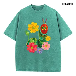 Holafish Trendy Acid Wash Tshirts Upgraded Graphic Comfy Washed Crew Neck Short Sleeve, Soft Summer Graphic Tees Top, Casual Heavyweight Casual Tee Tops Mother's Day Gift