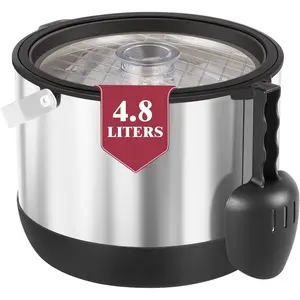 5QT/4.8L Insulated Ice Bucket for Parties, Large Capacity Double-Wall Beverage Bucket with Scoop & Lid for Champagne, ,  (Black)