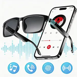 Smart Glasses - Wearable Bluetooth Audio Glasses with Touch Control, Open-Ear Audio Glasses with Voice Assistant, Hands-Free Mic, Anti-UV Lenses, Smart Sports Sunglasses for Running, Driving, Cycling & Travel, Multifunctional Smart Glasses