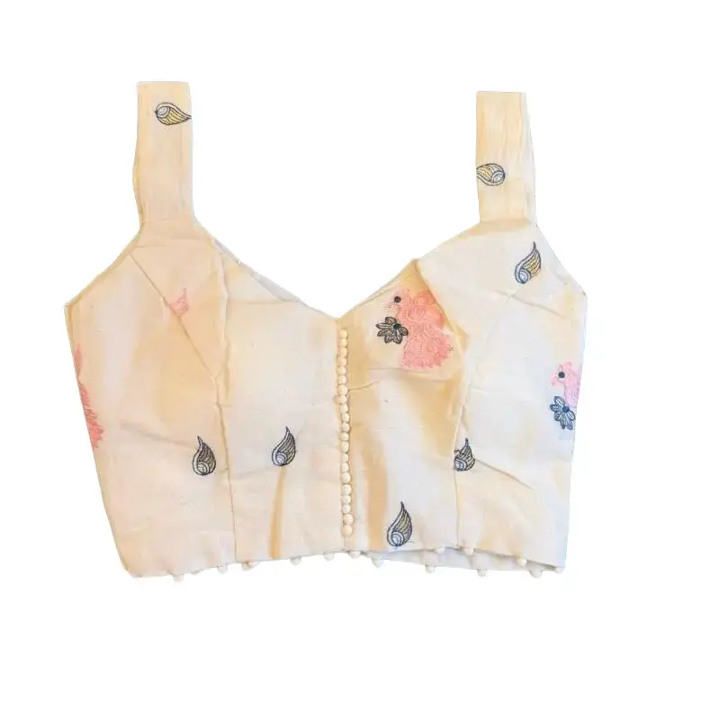 Women Khadi cotton sleeveless blouse Indian saree blouse