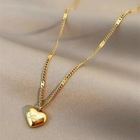 Mother's Day Gift Women's Elegant Heart Shaped Pendant Necklace, Alloy Pendant Necklace, Love Heart Necklace, Fashion Jewelry for Party, Daily Clothing Decor, Trendy All-match & Exquisite Jewelry for Birthday Gift, Chain Heart Pendant