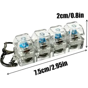 Stress-relieving toy mechanical keyboard, crystal keycaps with LED lights, transparent design, Keyboard Fidget clicker keychain