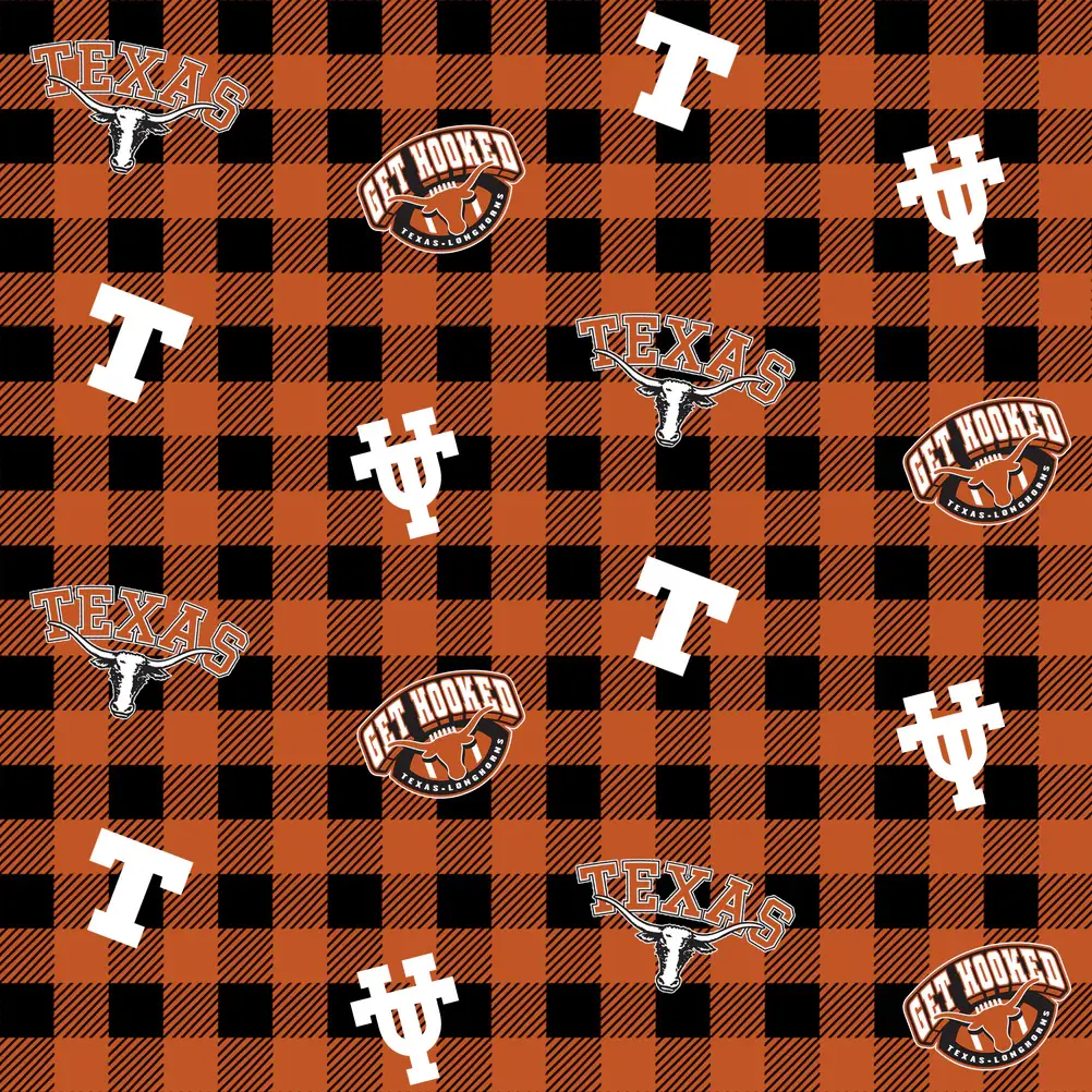 Fabric Sykel Enterprises University of Texas Buffalo Plaid by the Quarter Yard TX1207