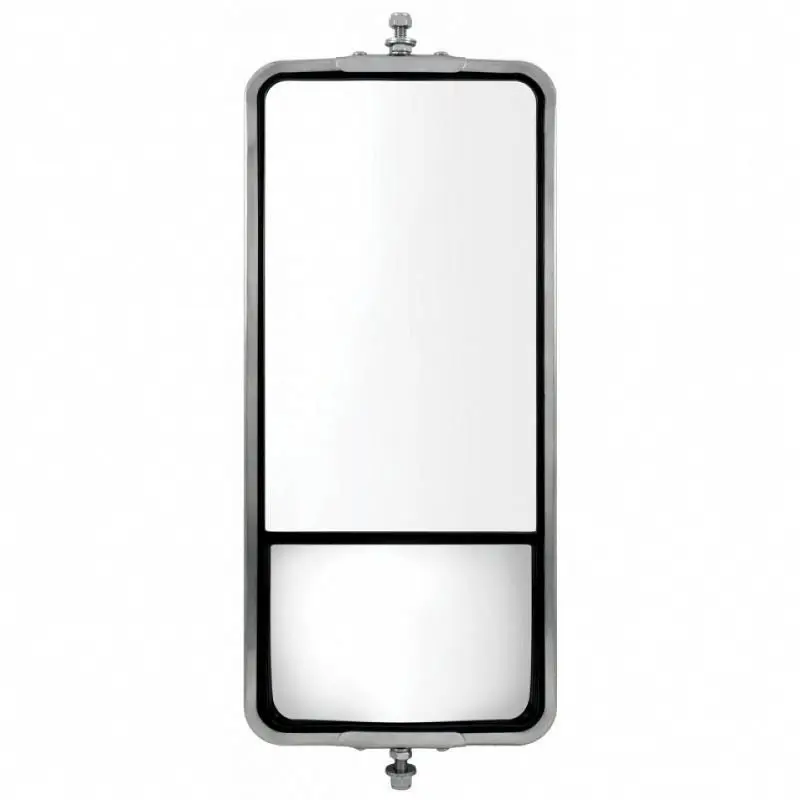 Stainless Steel Universal 7"x16" Heated West Coast Side Mirror with Convex Lens, Car Exterior Accessory