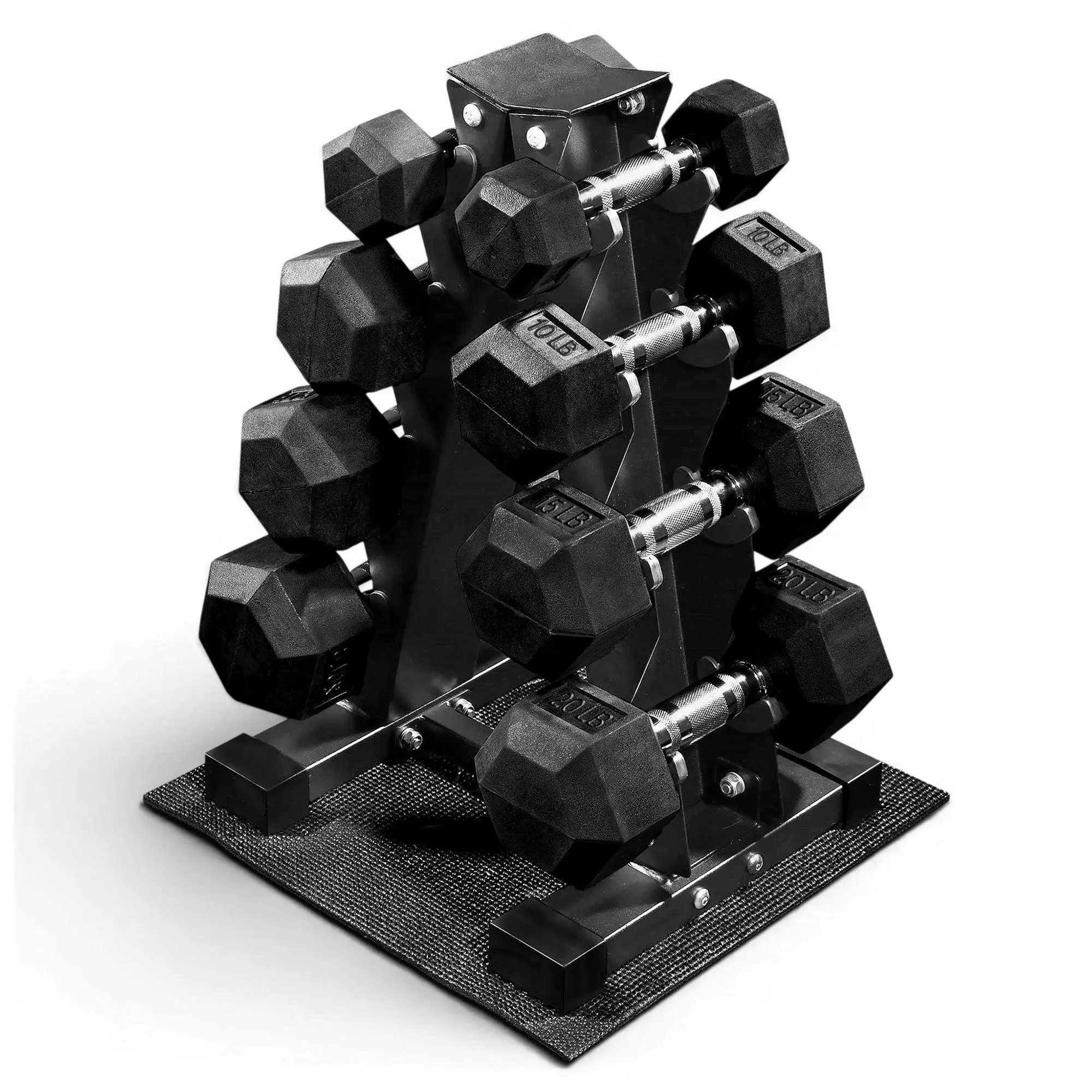 BalanceFrom Dumbbell Set with Stand, Rubber Encased Home Gym Hand Weights, 100lb