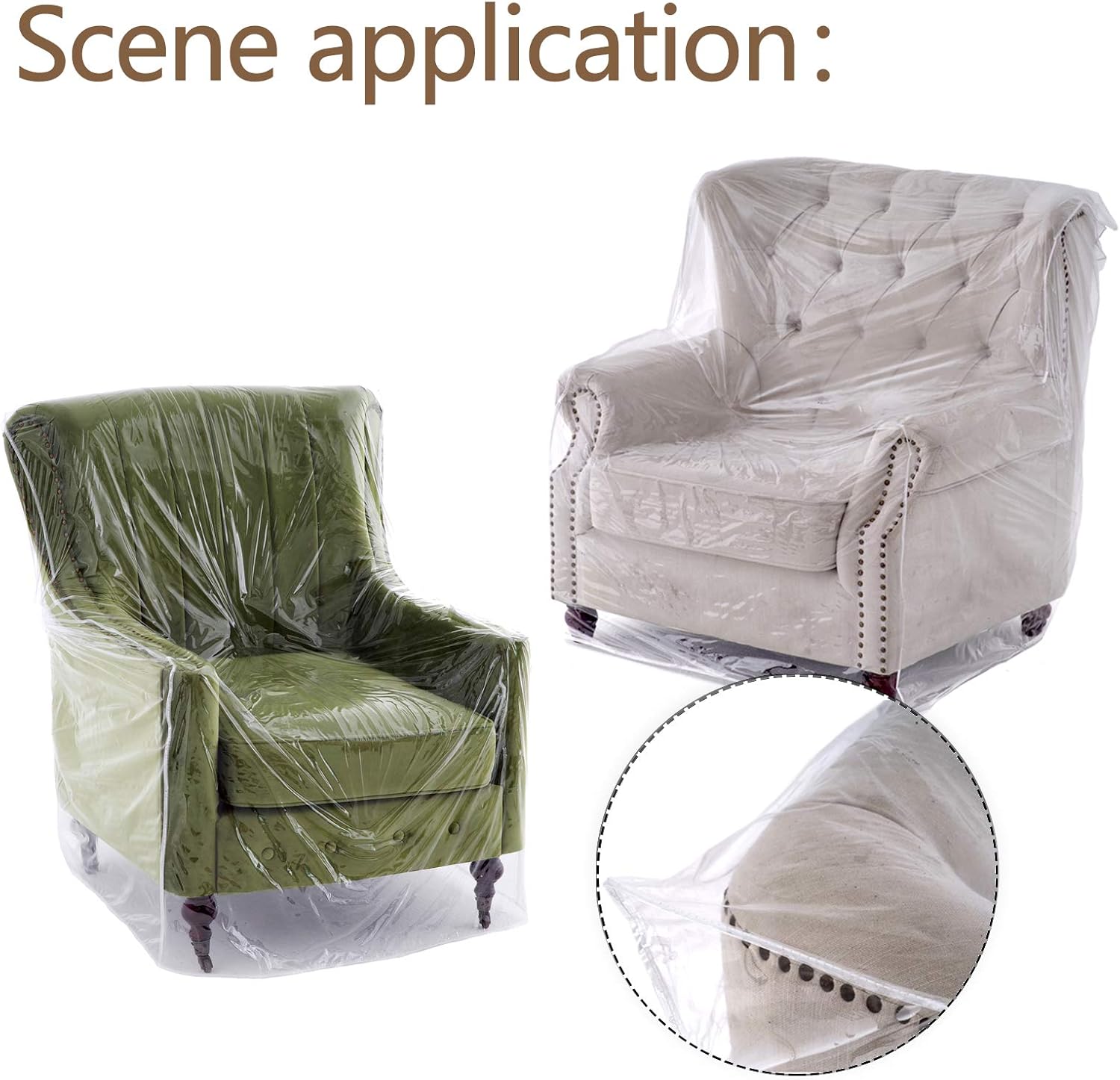 wokire Heavy Duty Plastic Recliner Cover Pets | Cat Dog Scratching Protector Clear Vinyl Waterproof Sofa/Couch Covers,Furniture Living Room Chairs for Storage and Moving 36" W - Armchair（2 Pack）