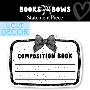 Black and White Composition Notebook Statement Piece | Books and Bows