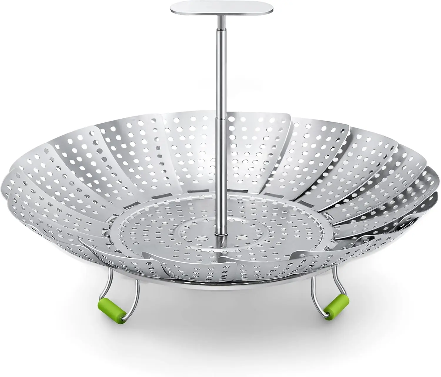Steamer Basket, 3rd Generation Stainless Steel Vegetable Steamer with Extendable Handle for Cooking , Folding & Expandable Veggie Steam Insert, Fit Various Size  (5.5" to 9")