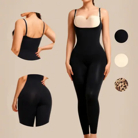 ChicCurve Seamless Body Legging Fresh & Light with Mid High Compression Sheer Shapewear Bodysuit for All Seasons Adjustable Straps Breathable Mesh Fabric