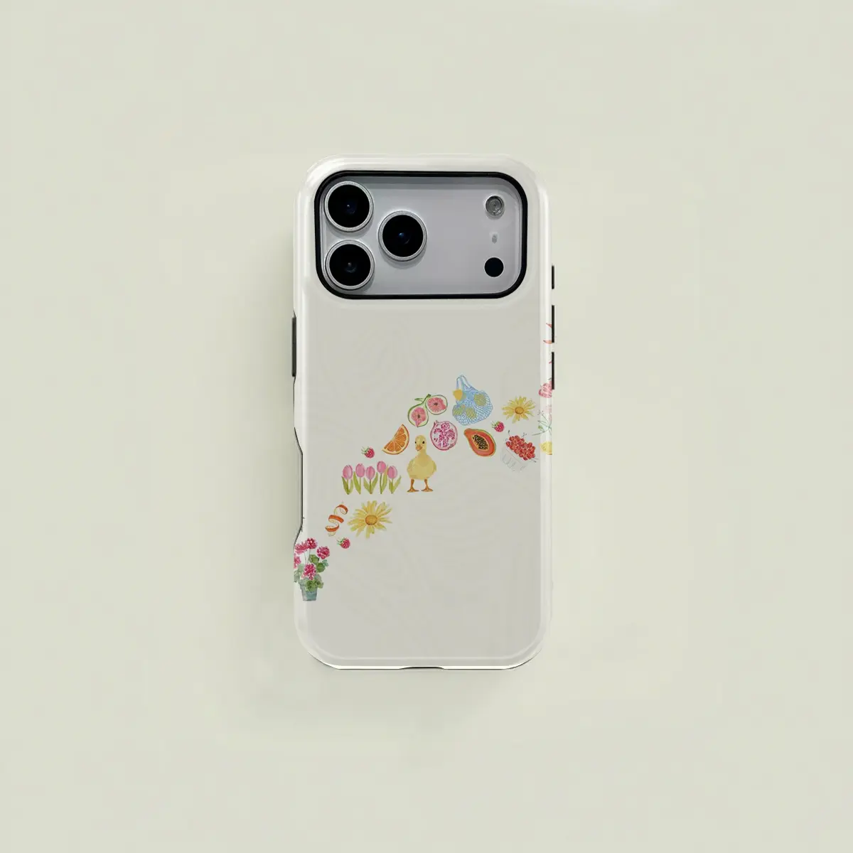1 pc fruit duck flower, Floral double layer two-in-one protective case, suitable for iPhone 11-17 Pro Max/Plus Samsung Galaxy S23-S25 Ultra series couple mobile phone case Cover Cellphone Protection Casing