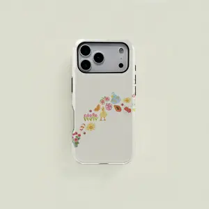 1 pc fruit duck flower, Floral double layer two-in-one protective case, suitable for iPhone 11-17 Pro Max/Plus Samsung Galaxy S23-S25 Ultra series couple mobile phone case