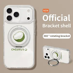 Transparent Shockproof iPhone Case with 360° Fully Rotating Ring Holder, Anti-Drop Anti-Yellowing Translucent Cover for Handheld Devices, Mobile Accessory for iPhone 13/14/15/16/17 Pro/ProMax