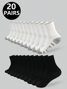 Men's Crew Socks, Fall Winter Medium Thickness Patchwork Ankle Socks, Basketball Sports Mid-Calf Socks, Casual Comfortable Running Socks, Athletic Sock